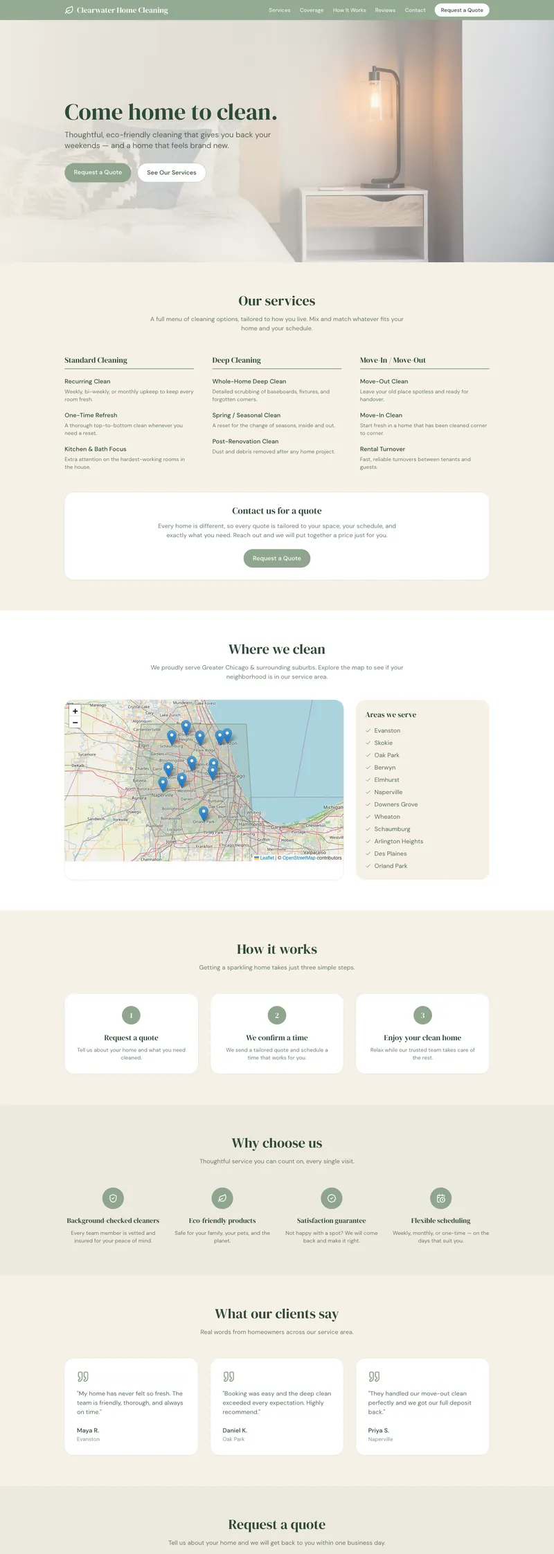 Preview of the Home Cleaning template
