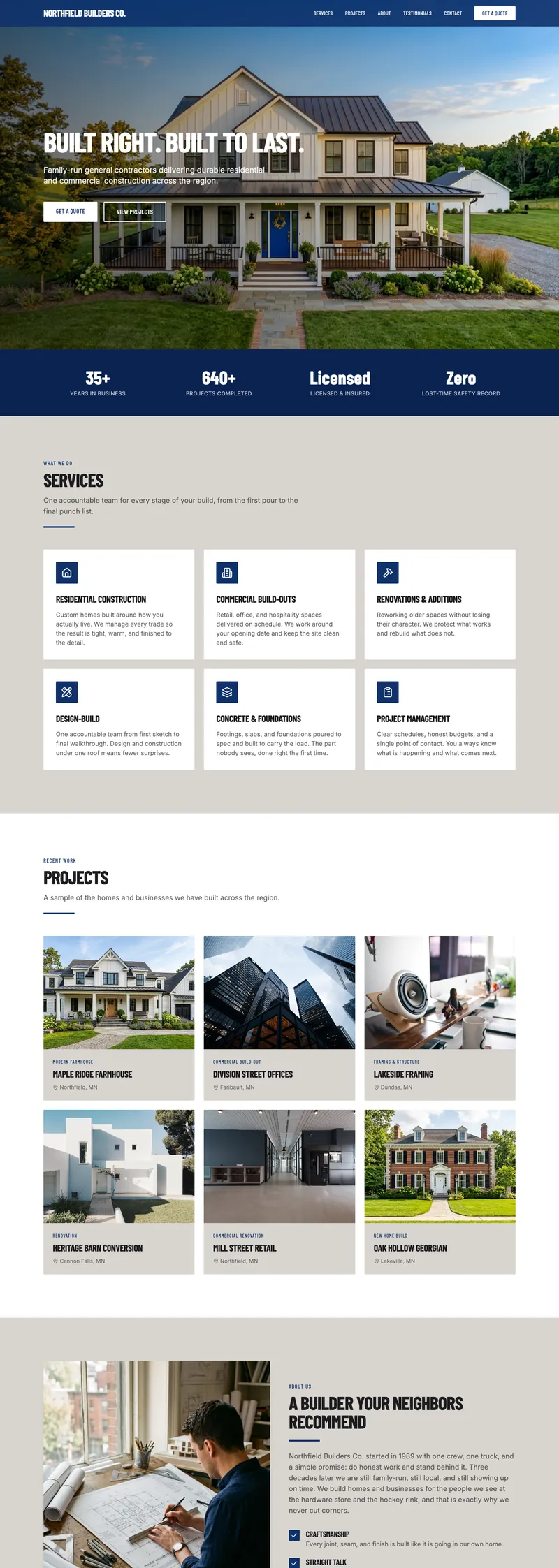 Preview of the Construction template