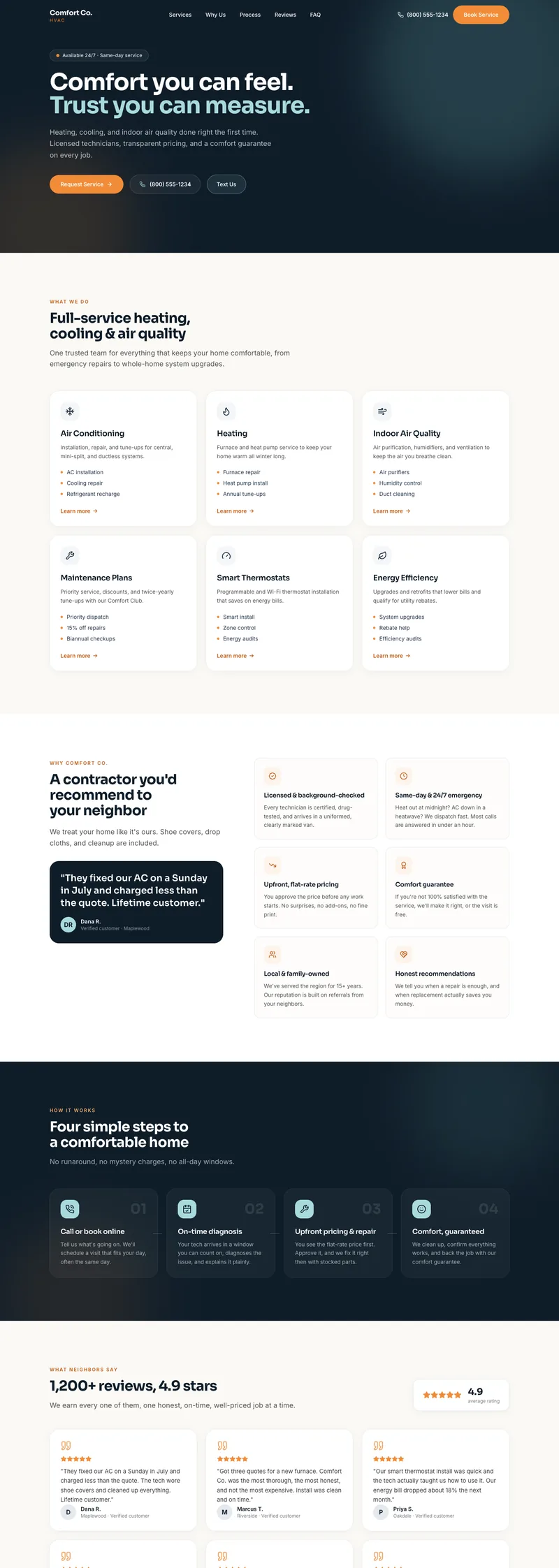Preview of the HVAC Company template