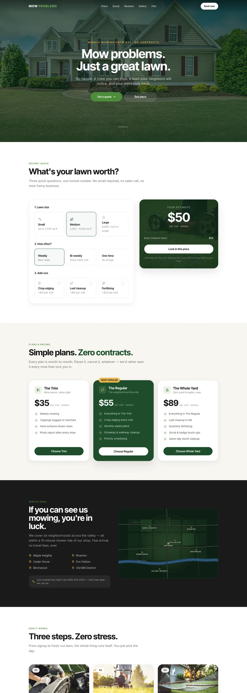 Preview of the Lawn Care template