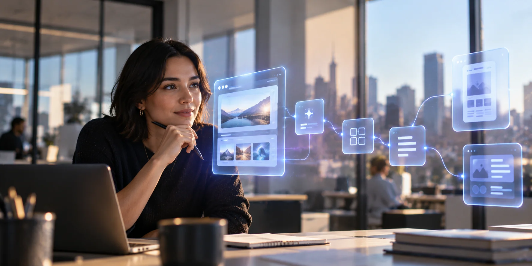woman looking at storyboard for how to create a web app in 2026