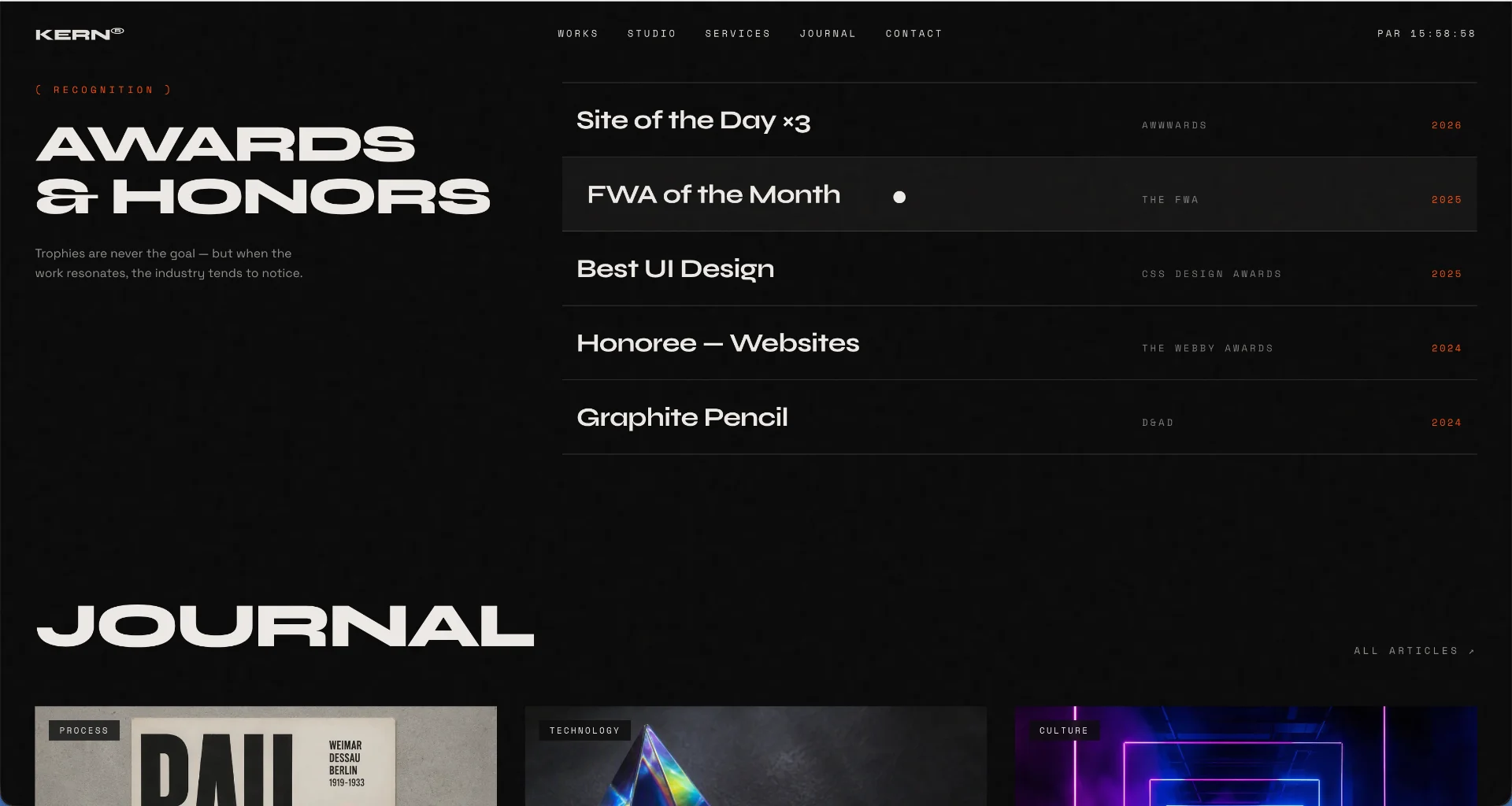 Creative agency website template screen