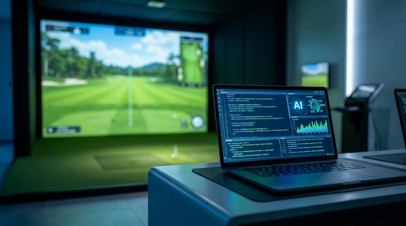 Sky Lubreski, owner of Scratch Golf, with his custom-built Command Center back office app