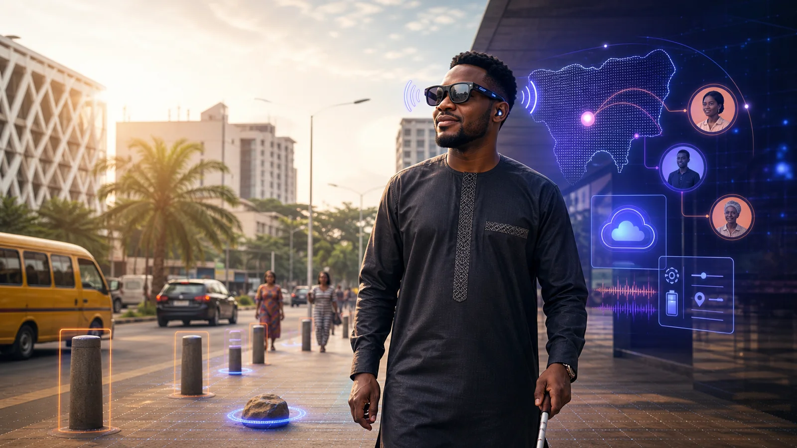 Buhari Salisu, founder of VISION-LINK AI HUB, whose caregiver dashboard for AI smart glasses was built on Bolt.new