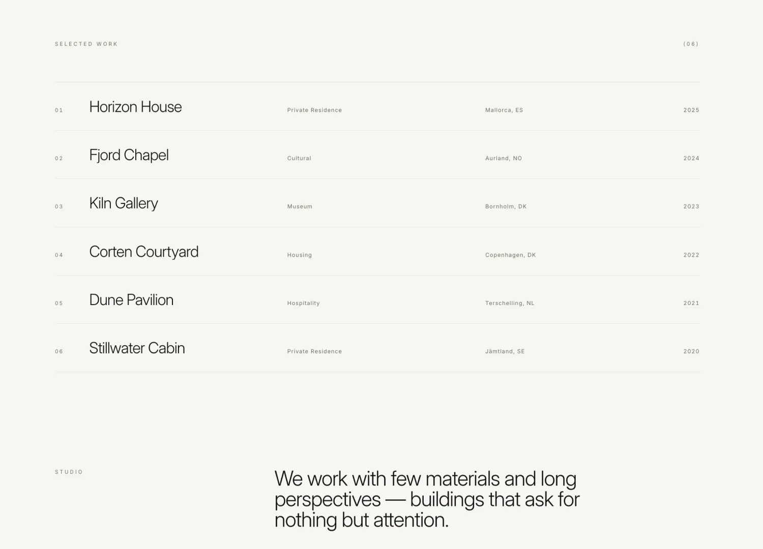 Architect Portfolio template — screen 2