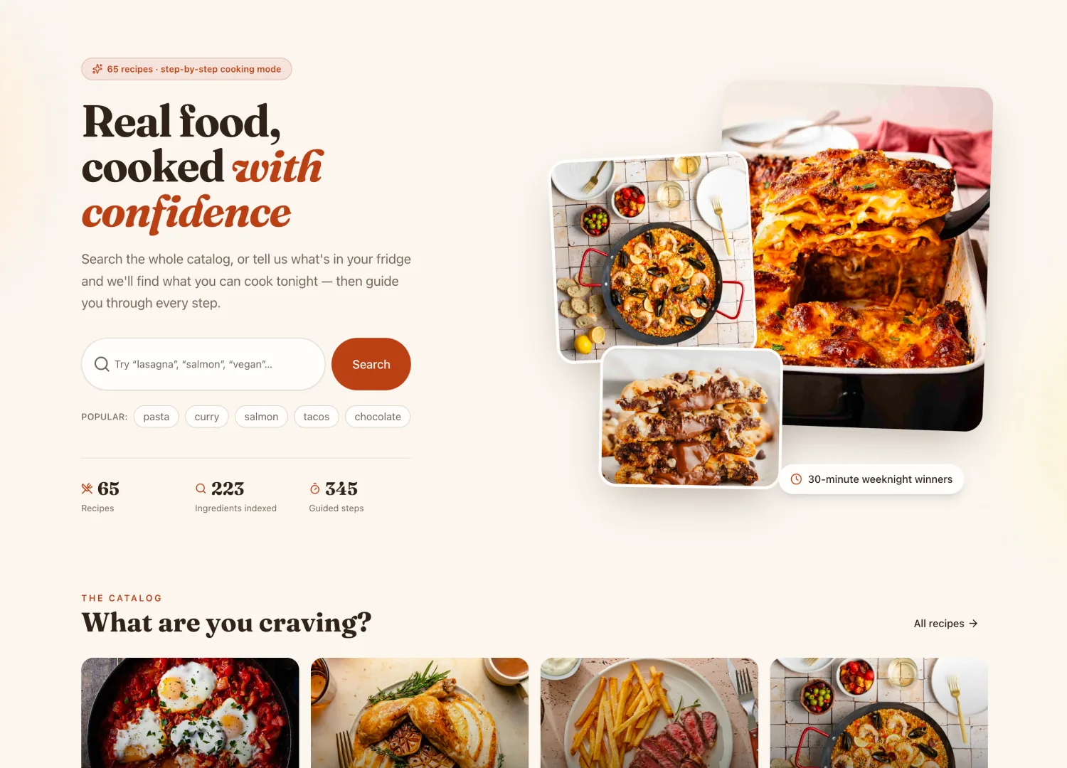 Recipe Finder template — screen 1