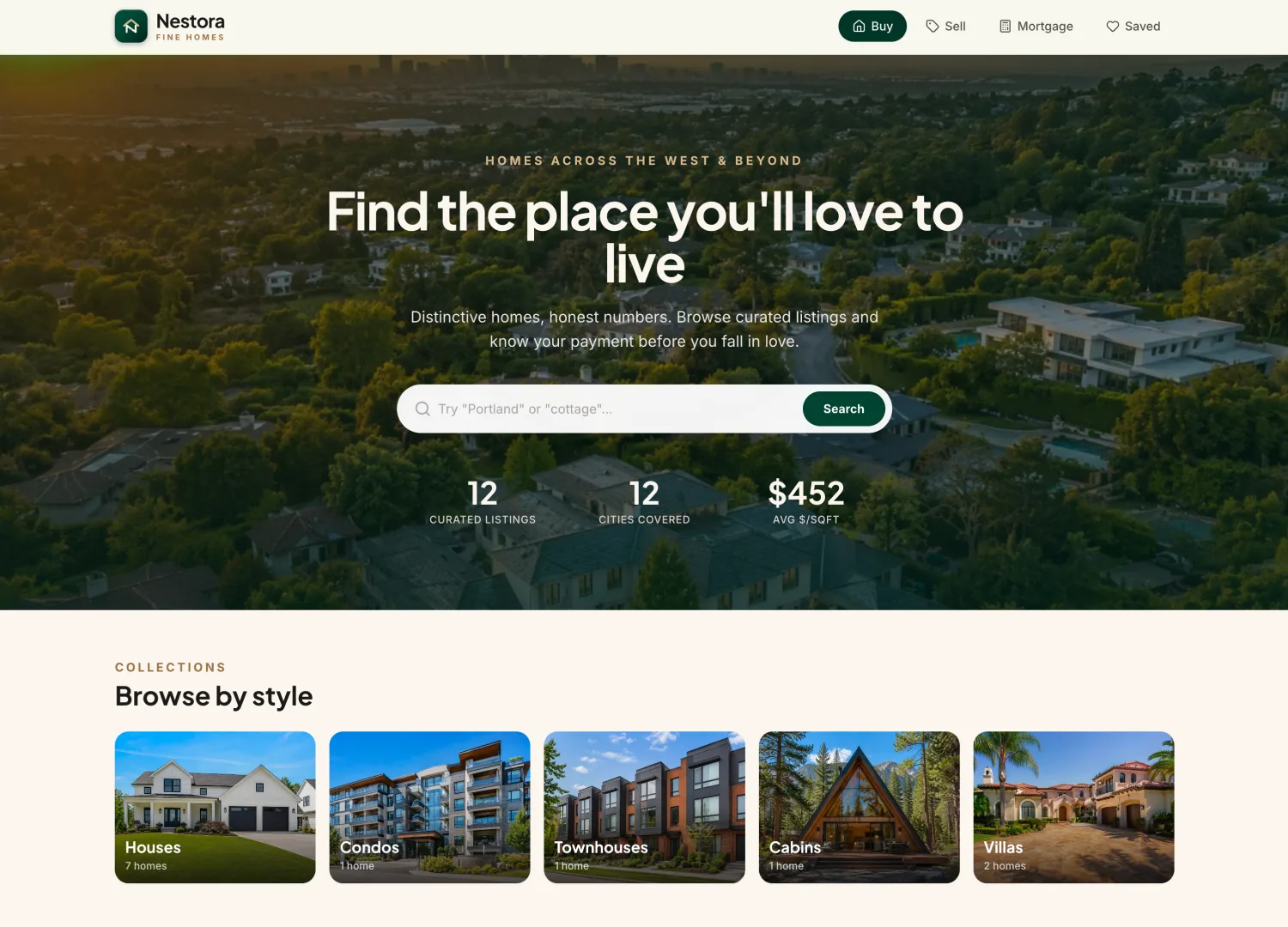 Real Estate template — screen 1