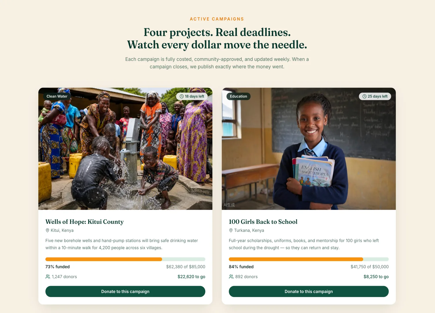 Nonprofit Site template — screen 2